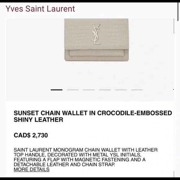 SUNSET CHAIN WALLET IN CROCODILE EMBOSSED LEATHER - Picture 7 of 9